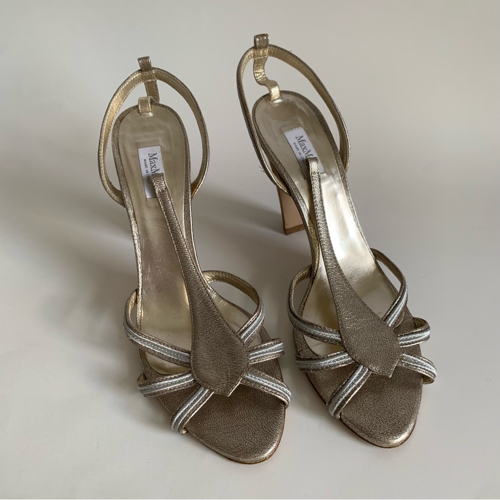 Max Mara Metallic Open Toe Heels - image 2
